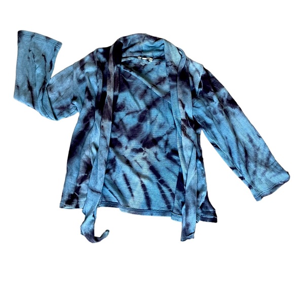 Yak n Yeti Tie Dye Blue & Dark Purple Open Cardigan Size Medium - Picture 1 of 16